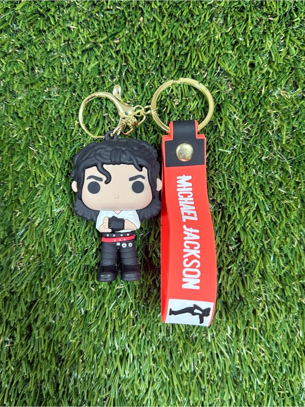 Red Michael Jackson Keychain with Red Strap